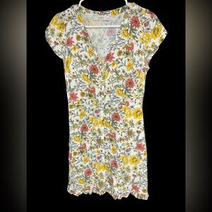 LOFT Floral V-Neck Button Up Petite Dress‎ size 4P